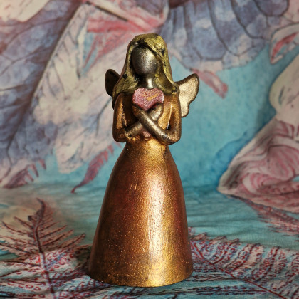 Rzeźba z gipsu Anioł Ciepła złoty wys. 10,2 cm, Justyna Jaszke, rzeźby