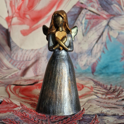 Rzeźba z gipsu Anioł Ukojenia złoty wys. 11,2 cm, Justyna Jaszke, rzeźby