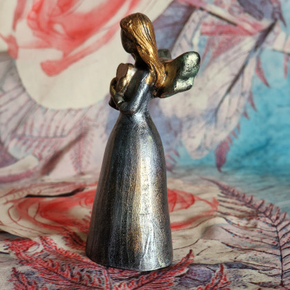 Justyna Jaszke - rzeźby - Rzeźba z gipsu Anioł Ukojenia złoty wys. 11,2 cm foto #2