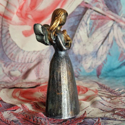 Justyna Jaszke - rzeźby - Rzeźba z gipsu Anioł Ukojenia złoty wys. 11,2 cm foto #3