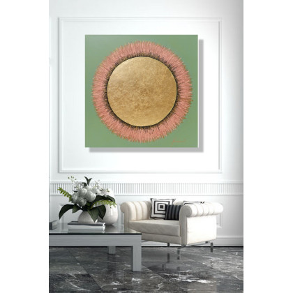 Jolanta Frankiewicz - obrazy akryl - Mint and rose terracota - metaliczny obraz akrylowy foto #4