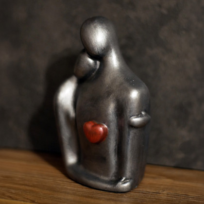 Justyna Jaszke - rzeźby - Rzeźba z gipsu, Jesteś Moim Skarbem, srebrno-czerwona, wys. 12,5 cm foto #1