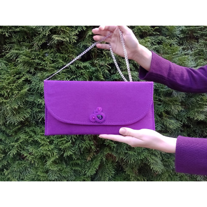 Fioletowa kopertówka, śliwkowa torebka, fiolet kopertówka na łańcuszku, Soutacheria, kopertówki