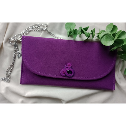 Soutacheria - kopertówki - Fioletowa kopertówka, śliwkowa torebka, fiolet kopertówka na łańcuszku foto #1