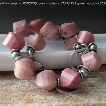 szarotka - bransoletki - PUDROWA bransoletka z rodonitu i srebra foto #1