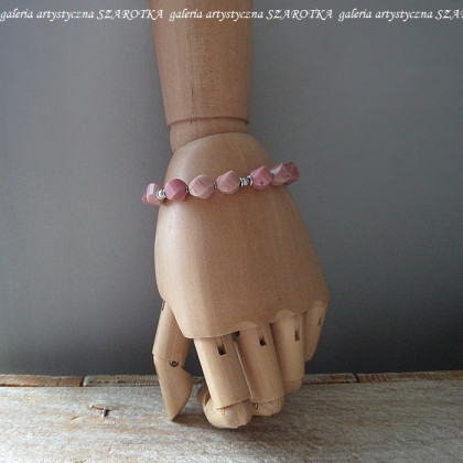 szarotka - bransoletki - PUDROWA bransoletka z rodonitu i srebra foto #3