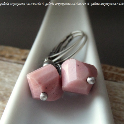 szarotka - kolczyki  - PUDROWE kolczyki z rodonitu i srebra foto #3