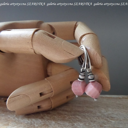 szarotka - kolczyki  - PUDROWE kolczyki z rodonitu i srebra foto #4