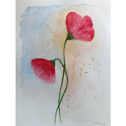 Paulina Lebida - obrazy akwarela - Maki-  akwarela formatu 24/18 cm foto #1