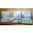 KOMPLET RĘCZNIE MALOWANYCH OBRAZÓW - TRYPTYK NATURY ZIMOWE ZAMYŚLENIE (darmowa dostawa)