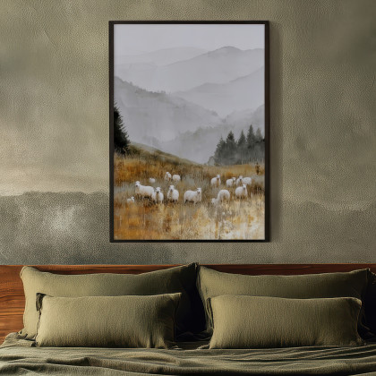 Justyna Jaszke - plakaty - Owce na wypasie - grafika na plakacie na A3 foto #1