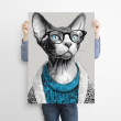 Kot w niebieskim swetrze - grafika na plakacie na A3