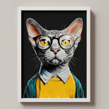 Kot Martin - grafika na plakacie na A3, Justyna Jaszke, plakaty