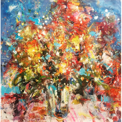 Kwiaty, Dariusz Grajek, obrazy tech. mieszana