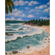 PEJZAŻ AKRYLOWY RĘCZNIE MALOWANY NA PŁÓTNIE SZEPT PRZYPŁYWU - 30X24CM (DARMOWA DOSTAWA)