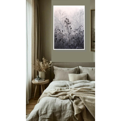 Jolanta Frankiewicz - obrazy akwarela - Jesienne trawy- monochromatyczna akwarela A3 foto #2