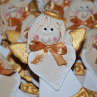 ZŁOTE PREZENCIKI - ANIOŁKI Z DEDYKACJĄ, PREZENT, DEKORACJA