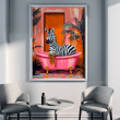 Zebra w różowej wannie - grafika na plakacie na A3
