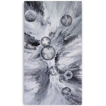 Czarno-biała Abstrakcja na płótnie 40x70, Elżbieta Hanarz, obrazy akryl