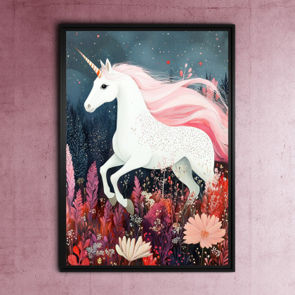 Magiczny Jednorożec - grafika na plakacie na A3, Justyna Jaszke, plakaty
