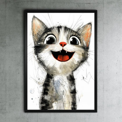 Kot Rysunkowy - grafika na plakacie na A3, Justyna Jaszke, plakaty