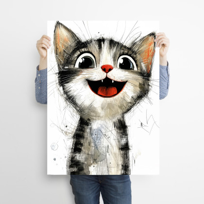 Justyna Jaszke - plakaty - Kot Rysunkowy - grafika na plakacie na A3 foto #2