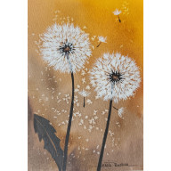 „Lekkość chwil” – Oryginalna akwarela z motywem dmuchawców