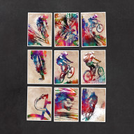 ROWERZYŚCI 1 - ZESTAW 9 GRAFIK 15X21 CM