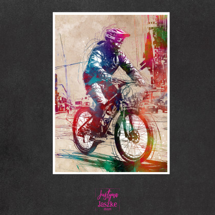 Justyna Jaszke - Grafika cyfrowa - Rowerzyści 2 - zestaw 9 grafik 15x21 cm foto #3