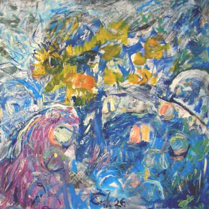 Stół w ogrodzie, Eryk Maler, obrazy olejne