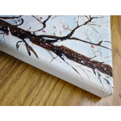 Marzena Dymek - obrazy akryl - KLASYCZNY PEJZAŻ ZIMOWY W NOWOCZESNYM WYDANIU MALOWANY NA PŁÓTNIE -W BIAŁEJ CISZY foto #2