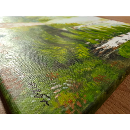 Marzena Dymek - obrazy akryl - PEJZAŻ AKRYLOWY RĘCZNIE MALOWANY NA PŁÓTNIE SZEPT BRZÓZ - 40x30cm (darmowa dostawa) foto #3