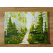 PEJZAŻ AKRYLOWY RĘCZNIE MALOWANY NA PŁÓTNIE SZEPT BRZÓZ - 40x30cm (darmowa dostawa)