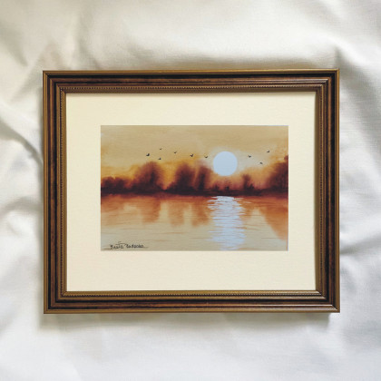 Oryginalna akwarela Słoneczny Przelot 14,7x21 Handmade, Beata Rudecka, obrazy akwarela