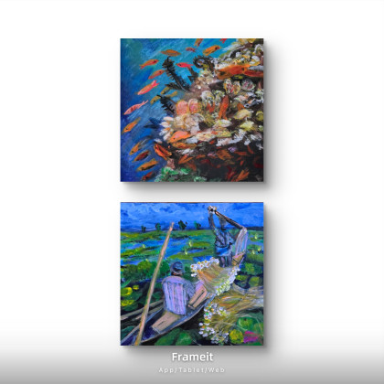 Bangladesz i underwater kompozycja, Krystyna Mościszko, obrazy akryl