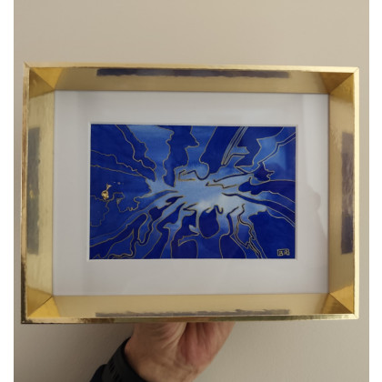 Akwarela pt: Złota Rybka – unikat w złotej oprawie, Beata Rudecka, obrazy akwarela