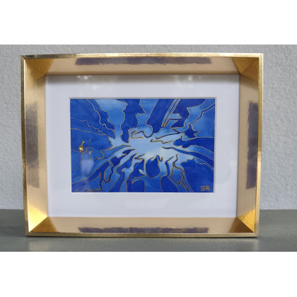 Beata Rudecka - obrazy akwarela - Akwarela pt: Złota Rybka – unikat w złotej oprawie foto #3