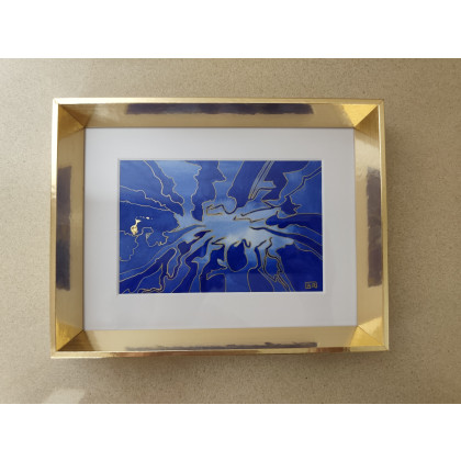 Beata Rudecka - obrazy akwarela - Akwarela pt: Złota Rybka – unikat w złotej oprawie foto #4