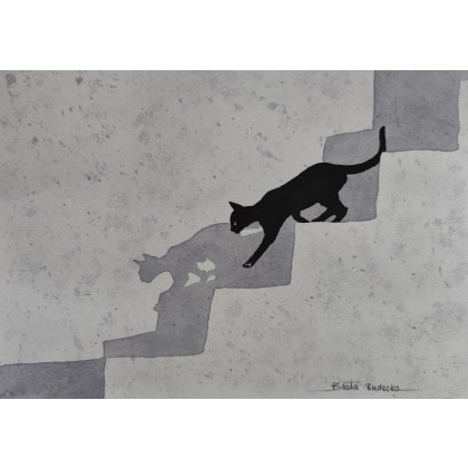 Akwarela Akwarelka Obraz pt: Kot 19 x 26 cm Unikat, Beata Rudecka, obrazy akwarela