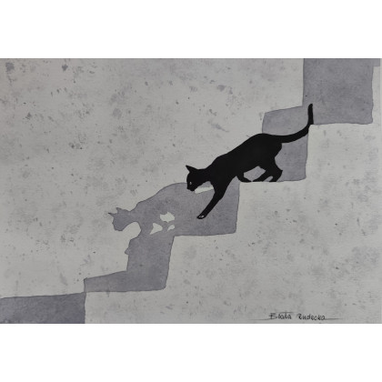 Beata Rudecka - obrazy akwarela - Akwarela Akwarelka Obraz pt: Kot 19 x 26 cm Unikat foto #1
