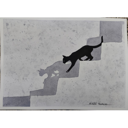 Beata Rudecka - obrazy akwarela - Akwarela Akwarelka Obraz pt: Kot 19 x 26 cm Unikat foto #3