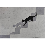 AKWARELA AKWARELKA OBRAZ PT: KOT 19 X 26 CM UNIKAT