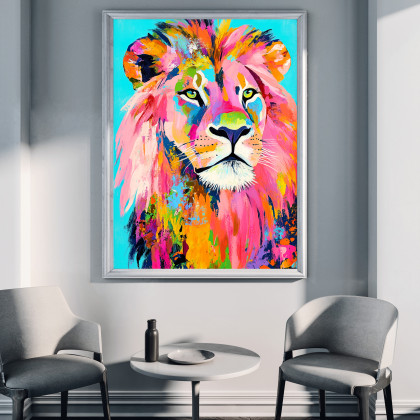 Justyna Jaszke - plakaty - Lew w kolorach - grafika na plakacie na A3 foto #1