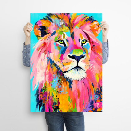 Justyna Jaszke - plakaty - Lew w kolorach - grafika na plakacie na A3 foto #2