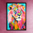 Lew w kolorach - grafika na plakacie na A3