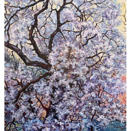 Myroslava Burlaka - obrazy olejne - Inspiracja. Wiosenny poranek, kwitnące drzewo, szkicownik i rudy kotek. foto #2