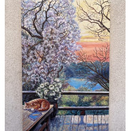 INSPIRACJA. WIOSENNY PORANEK, KWITNĄCE DRZEWO, SZKICOWNIK I RUDY KOTEK.