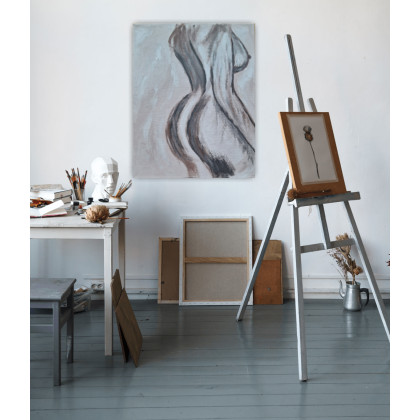 Yulia Szczerbak - obrazy akryl - Obraz ręcznie malowany akrylami na płótnie bawełnianym Kobieta abstrakcja minimalistyczna 55x75 foto #3