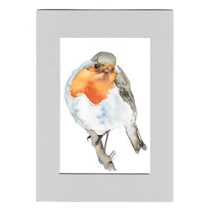 Rudzik - akwarela z passe portout, Magdalena Malik, obrazy akwarela