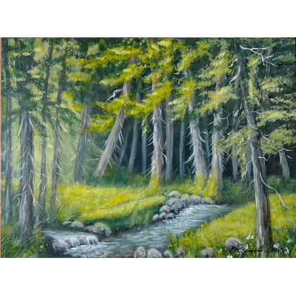 WYPRZEDAŻ KOLEKCJI - DYPTYK NATURY W GŁĘBI LASU, Marzena Dymek, obrazy akryl